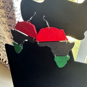 African Red, Black, and Green Earrings